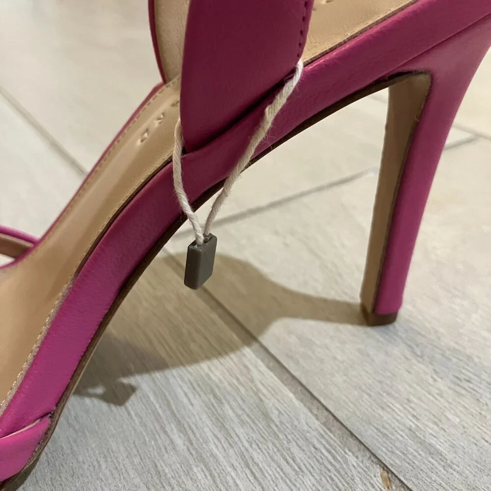 Veronica Beard Analita Hot Pink Leather Slingback Stiletto Sandals Sz 8.5